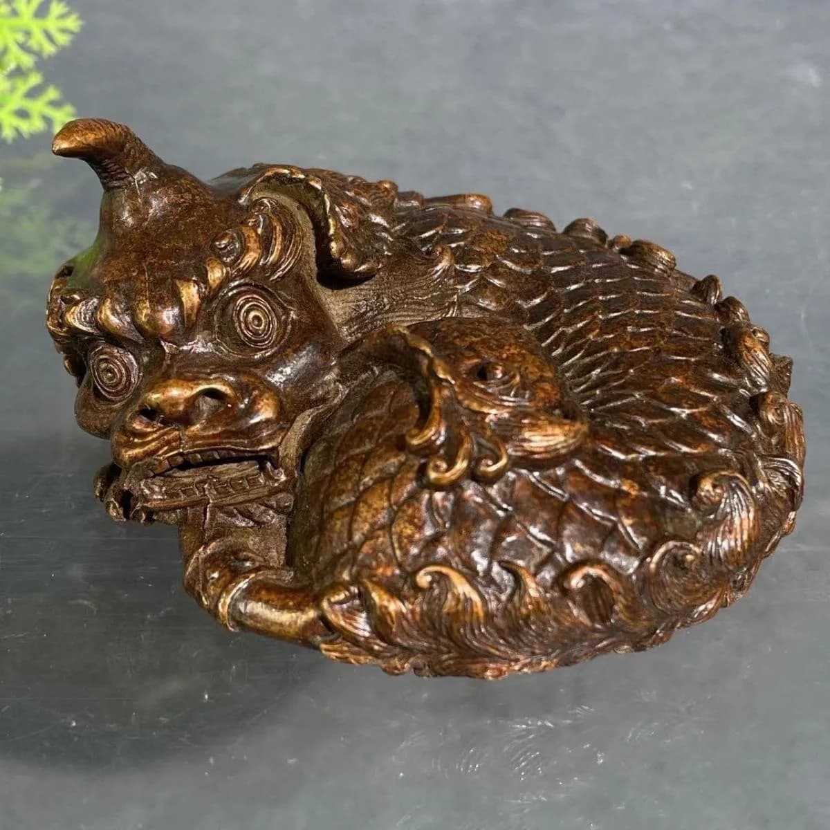 Antique solid Pixiu auspicious beast statue paperweight home tea pet desktop decoration retro handicraft