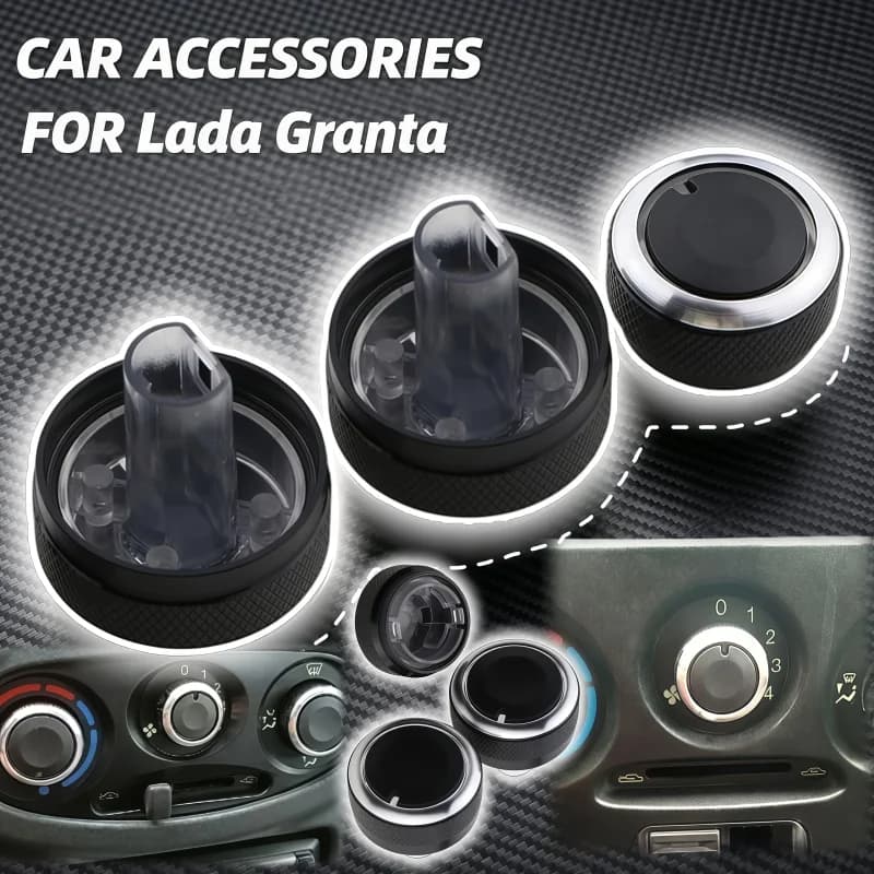 Car Air Conditioning 3PCS Knob for Lada Granta Aluminum Alloy Heat Control Switch Button Knob Interior Accessories