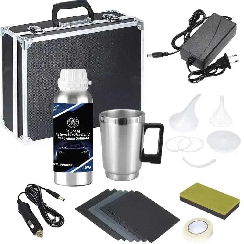 Auto Headlight Polishing Kit 800g/600ml Headlight Repair Liquid Polymer Refurbishment Cleaning Auto Tools