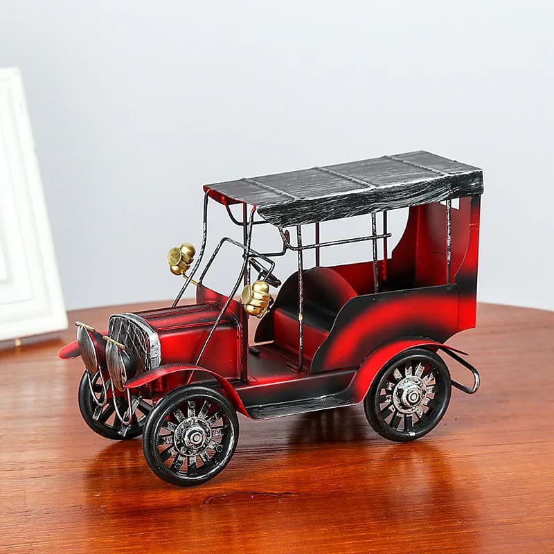 Vintage wrought iron classic car ornament, creative home desktop car model decorative ornament, metal craft