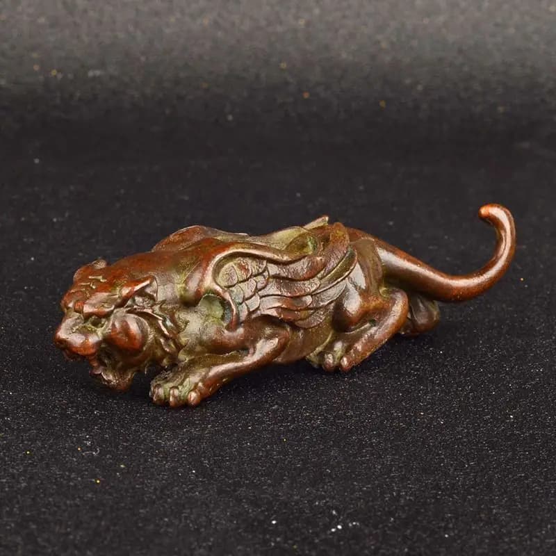 Collection Exquisite Chinese Copper * Tiger With Wings * Statue figure ornaments