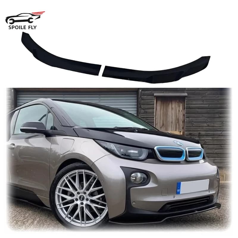 2PCS 2018 To 2021 For BMW I3 101 Hatchback Front Spoiler Bumper Lip Splitters Cover Diffuser Body Kits By Gloss Black ABS