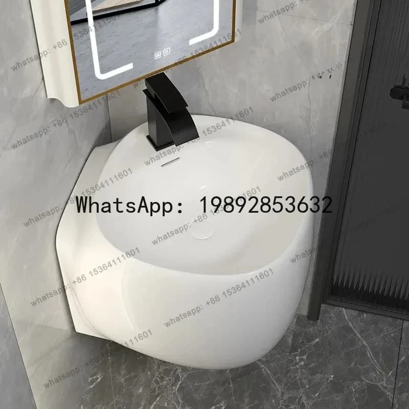 Small apartment wall-mounted wash basin Mini corner wash table Single basin Suspended hanging ceramic triangular wash basin