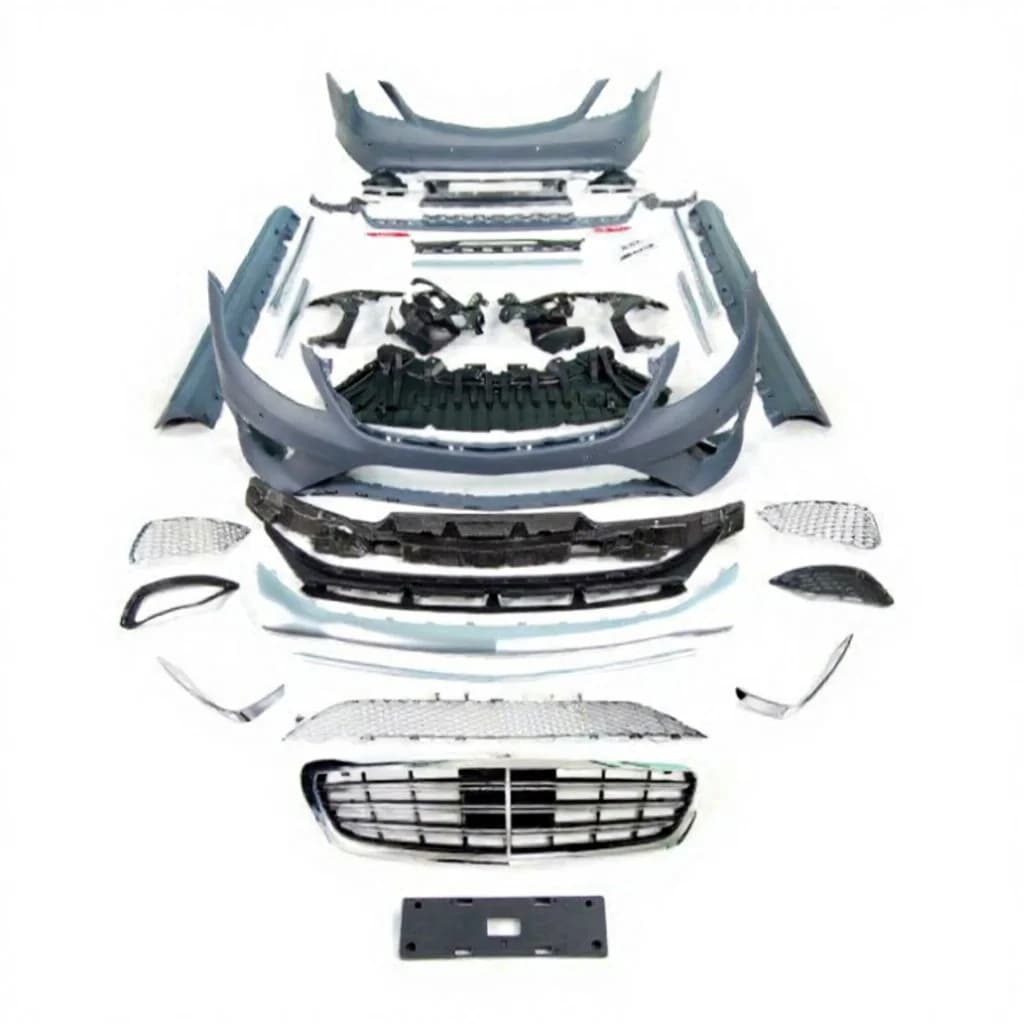 For S Class W222 S65 TI Style Body Kit 2014~2017y Front Bumper Rear Diffuser Exhaust Tips Grille Side Skirts Upgrade Body Parts