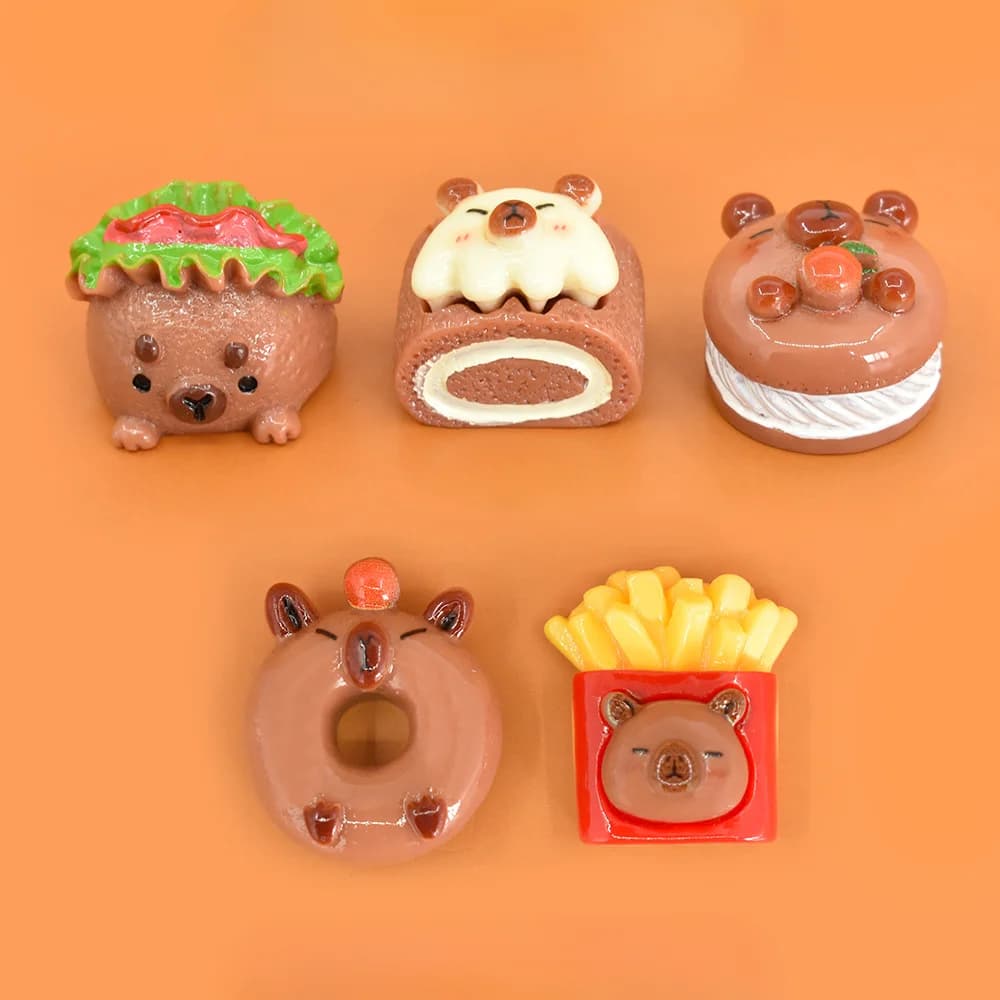 Kawaii Resin Cartoon Animal Cake Puff Donuts DIY Miniature Flat Back Embellishments Cabochon Flatback Decoden Charms Accessories