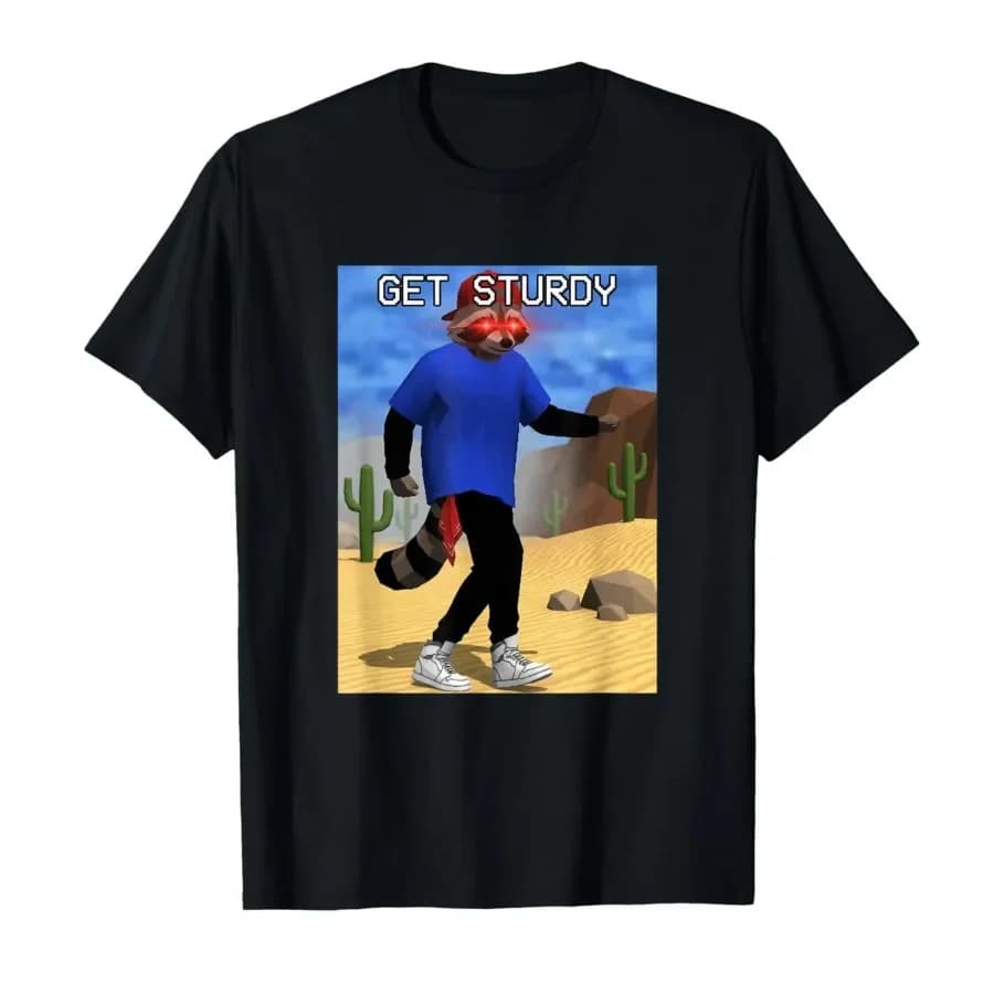 Funny Racoon Get Sturdy Dance Meme Italian Brainrot T-shirt For Men Women 100% Cotton T Shirts Short Sleeve Tops 0417-1