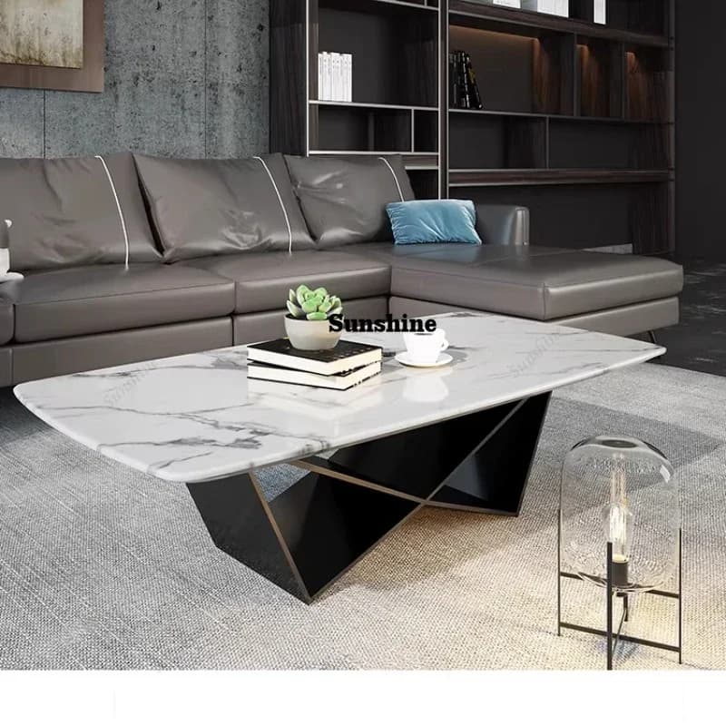 Nordic light luxury coffee table simple, small apartment living room modern creative furniture rectangular marble, tableYY
