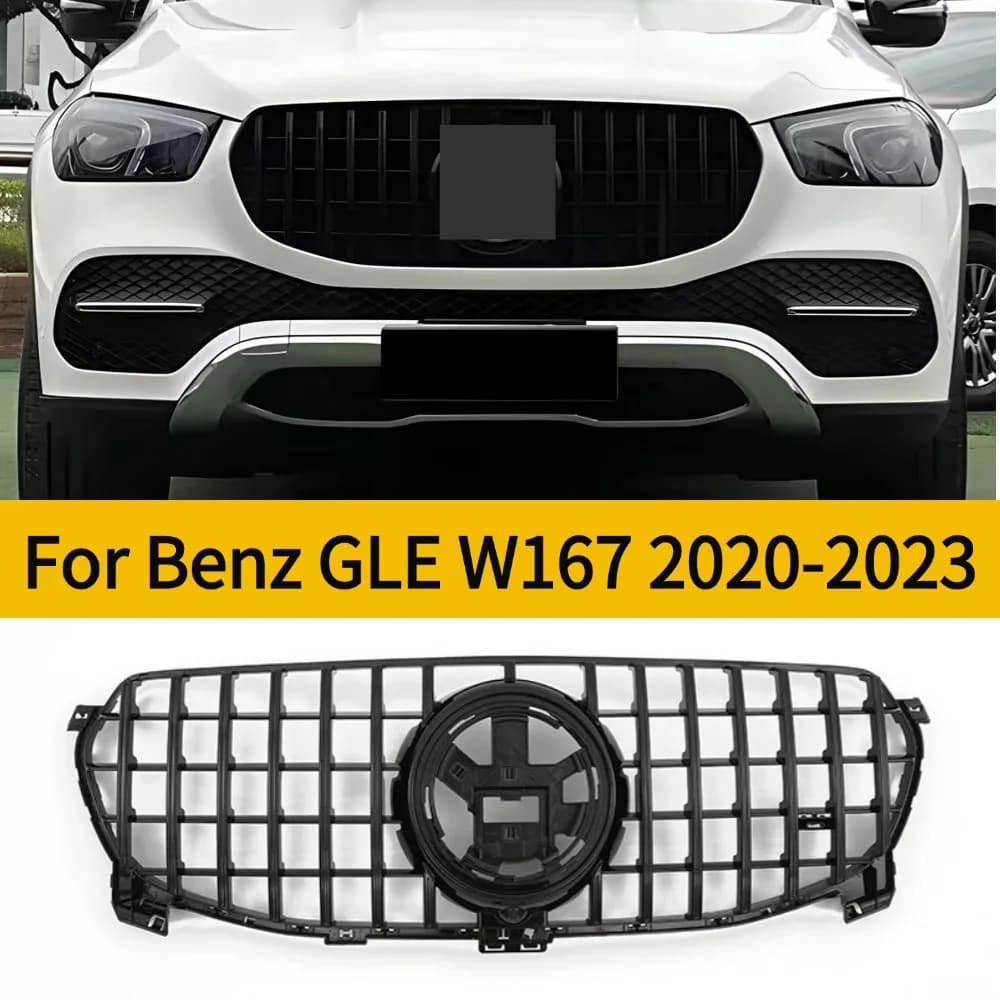 For Mercedes-Benz GLE 350 450  Style Upgrade ABS Plastic Front Hood Grille Racing Grill Trim Kit for 2020-2023 W167 Models