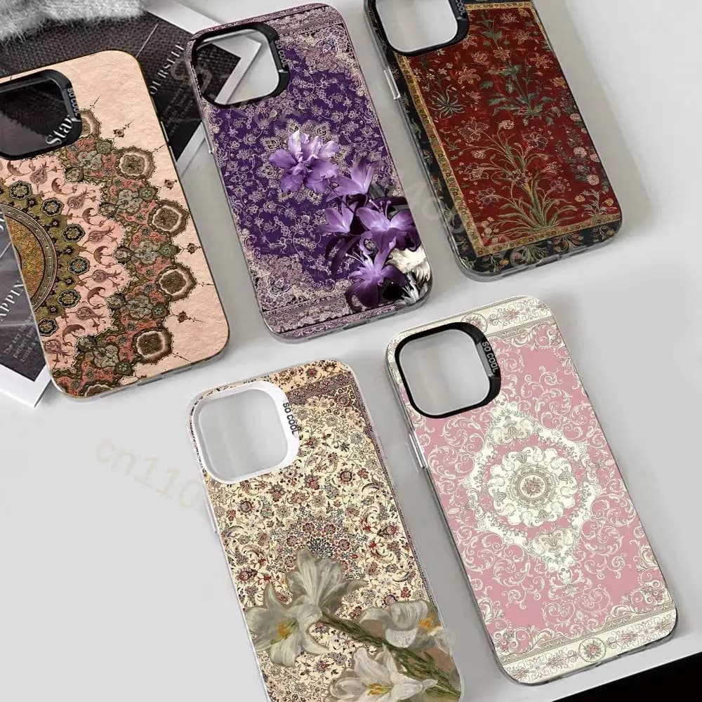 Persian Carpet Floral Pattern Arab Phone Case For iPhone 17,16,15,14,13,12,11,Pro,Max,Plus Shockproof Cover
