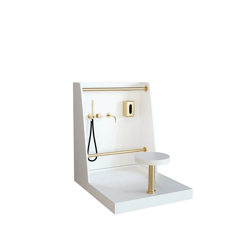 Automatic modern design plastic foot washer with easy-to-clean prayer basin single-hole faucet installation, suitable for