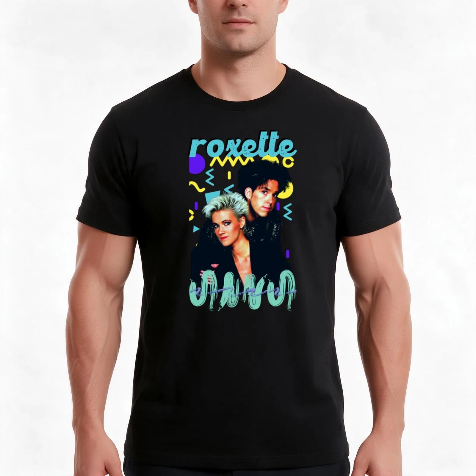 Roxette T-Shirt, Summer Casual Cotton Tee, Oversized Streetwear Tops, Vintage Graphic Print, Loose Fit Short Sleeve, 100% Cotton