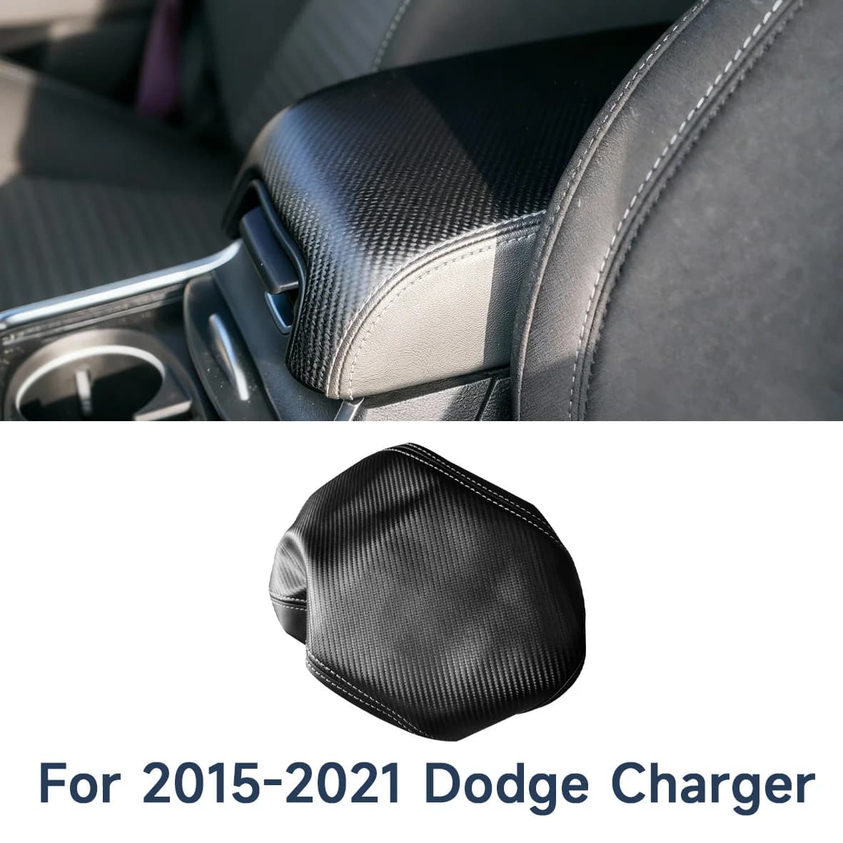 Center Console Armrest Cover For Dodge Charger 2015-2021 Leather Armrest Lid Protector Auto Interior Accessories