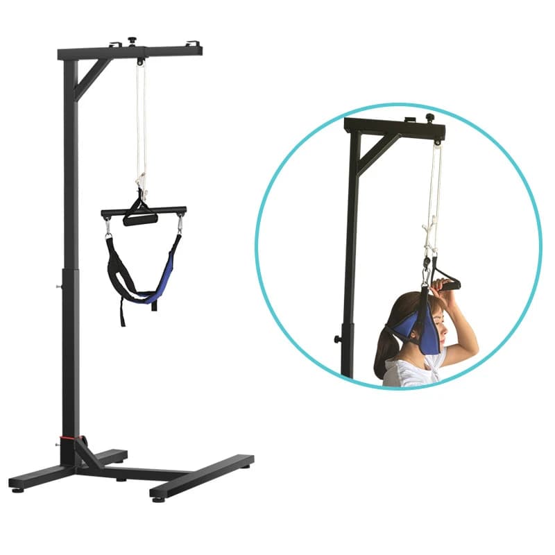 Elderly person getting up assistance device, bed getting up assistance frame, cervical traction equipment