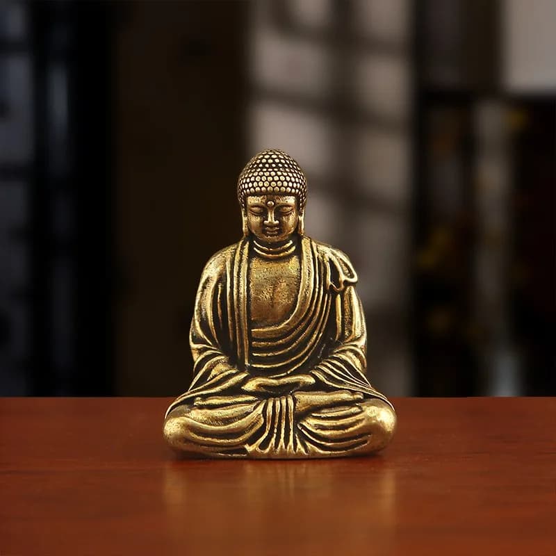 Bronze Large Sun Buddha Creative Pocket Buddha Home Decor Figurine Vintage Weathered Portable Car Buddha Statue