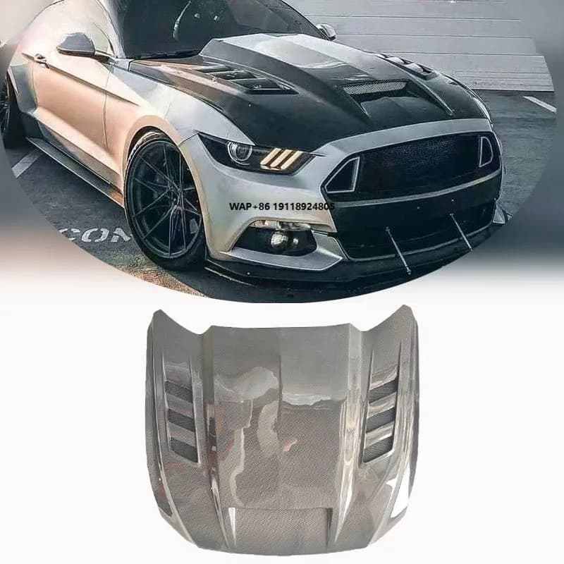 TF Style New Carbon Fiber Engine Hood for  Mustang 2015 2016 2017 Engine Hood Cover