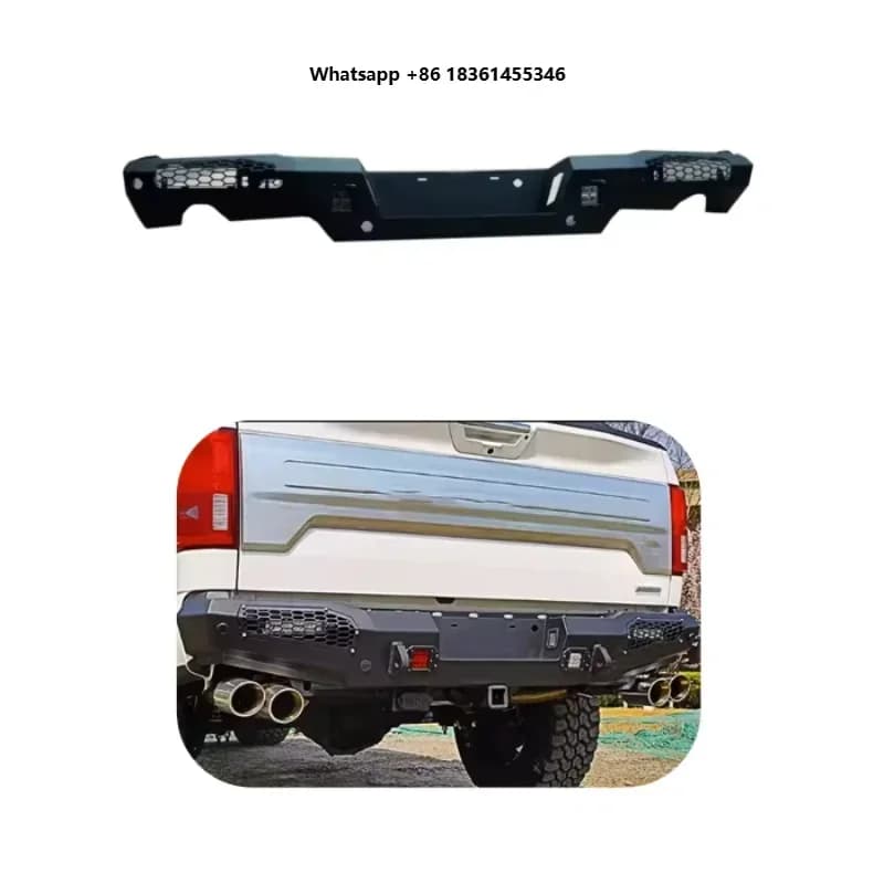 ApolloFor F150 Raptor 2018-2020 Black Steel Rear Bumper 4x4 Off-road Pickup Rear Bar Car Bumper Protector Accessories
