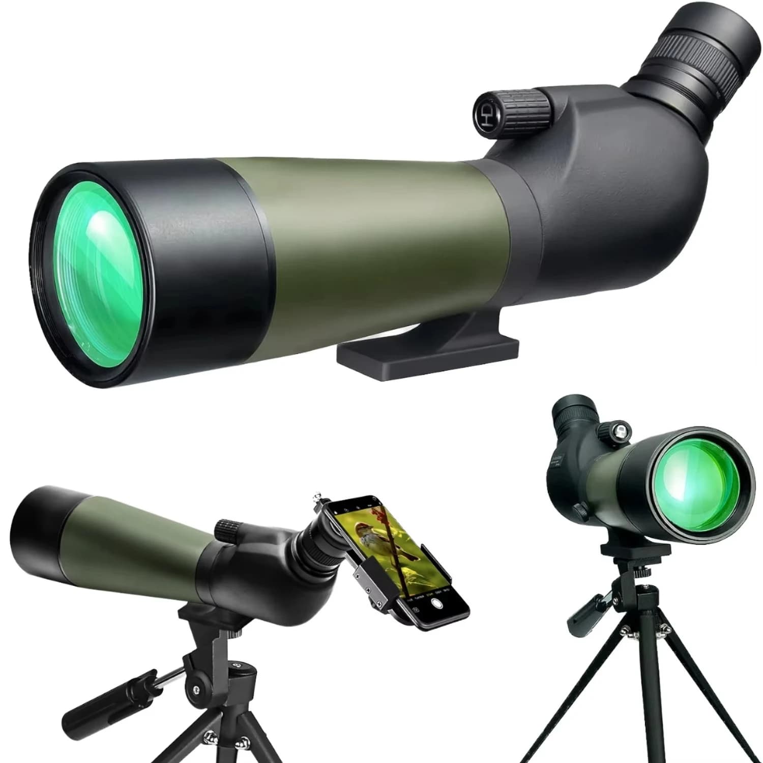 HD Waterproof Spotting Scope 25-75x60mm BAK4 Prism Portable Outdoor Hunting Bird Watching Scope with Tripod