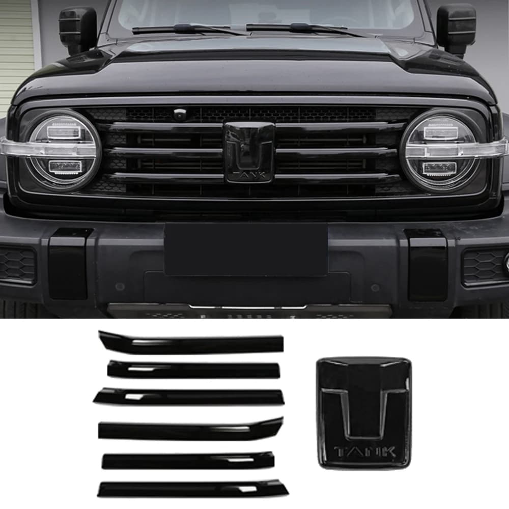 For 2021-2025 Tank 300 grille trim, blacked-out car emblem modification exterior accessory, Black Warrior modification trim