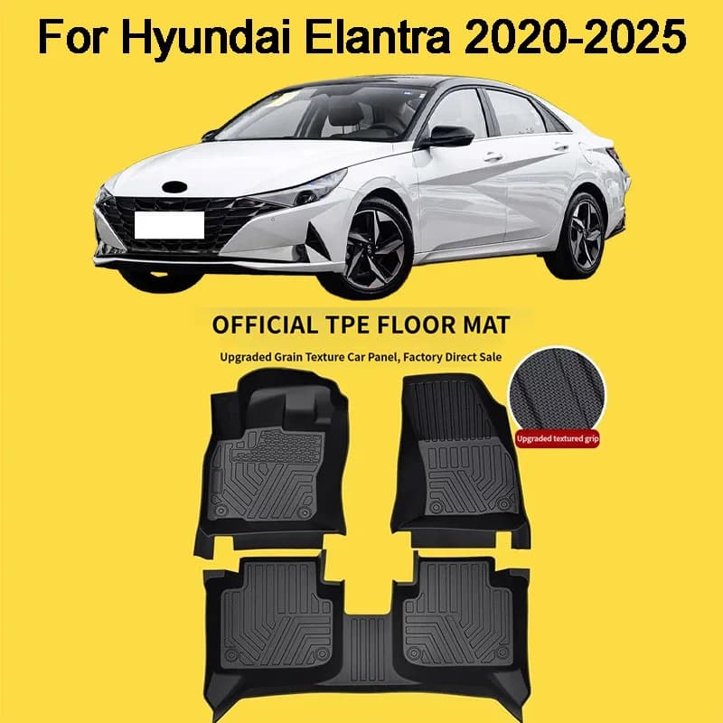 For Hyundai Elantra 2020-2025 LHD Car TPE Floor Mats Scratch Resistant Carpets Pad Protection Interior Accessories