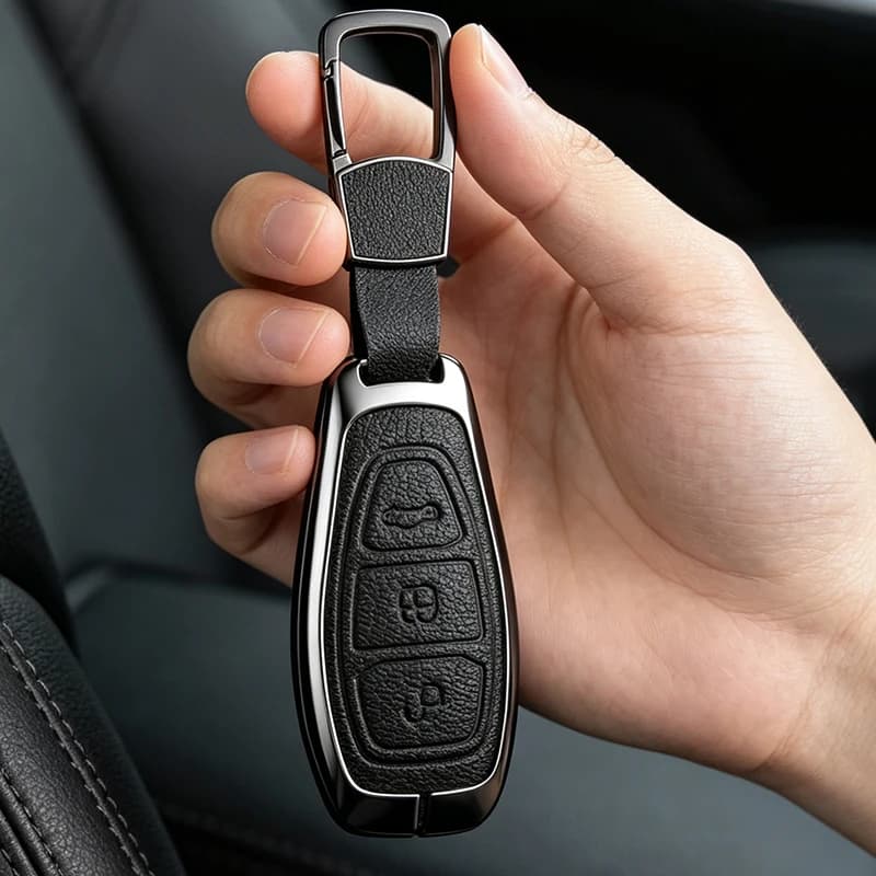 Zinc Alloy Leather Car Key Case Cover for Ford Focus 3 4 ST Mondeo MK3 MK4 Fiesta Fusion Kuga Ecosport Puma Grand C Max Shell