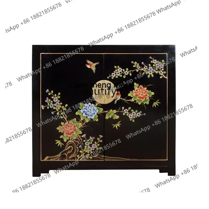 ss8350 flowers and birds painted side cabinets, old shoe cabinets, storage solid wood simple small apartment door cabinets
