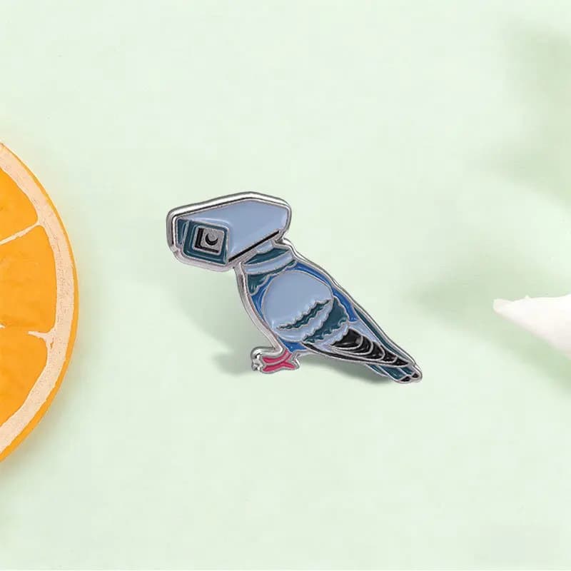 Creative Geometric Blue Bird Brooch Vintage Art Style Metal Enamel Pin Badge DIY Clothing Bags Hat Scarf T-shirt Jeans Accessory