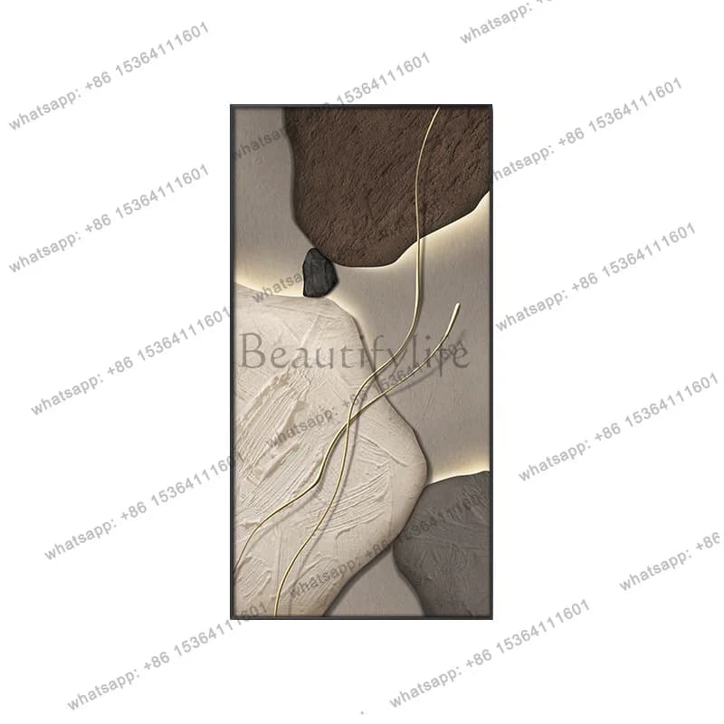 Entry entrance decorative painting high-end abstract mural modern simple light luxury with lamp