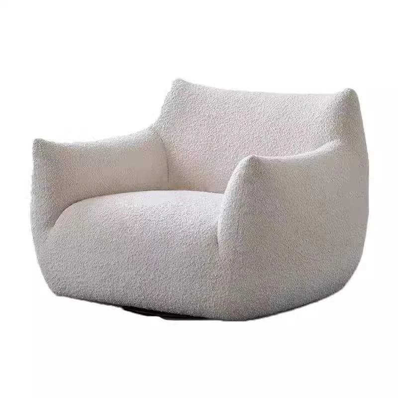 Nordic cream style lamb wool single sofa French designer style chinchilla leisure chair retro small apartment