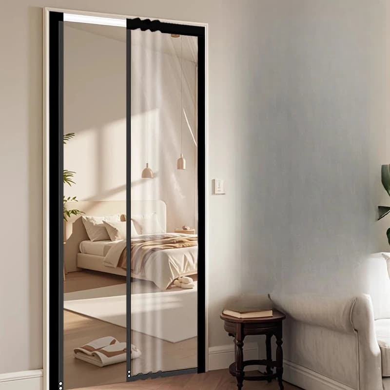 Slide rail air conditioner partition door curtain free of punching and anti-air conditioning kitchen windshield curtain