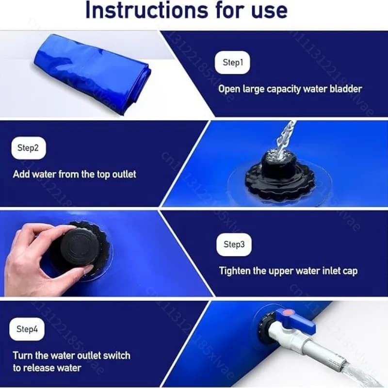 For PVC Water Storage Bag New Type Soft Water Tank Outdoor Portable Large Capacity Foldable Water Bladder for Vehicle Camping