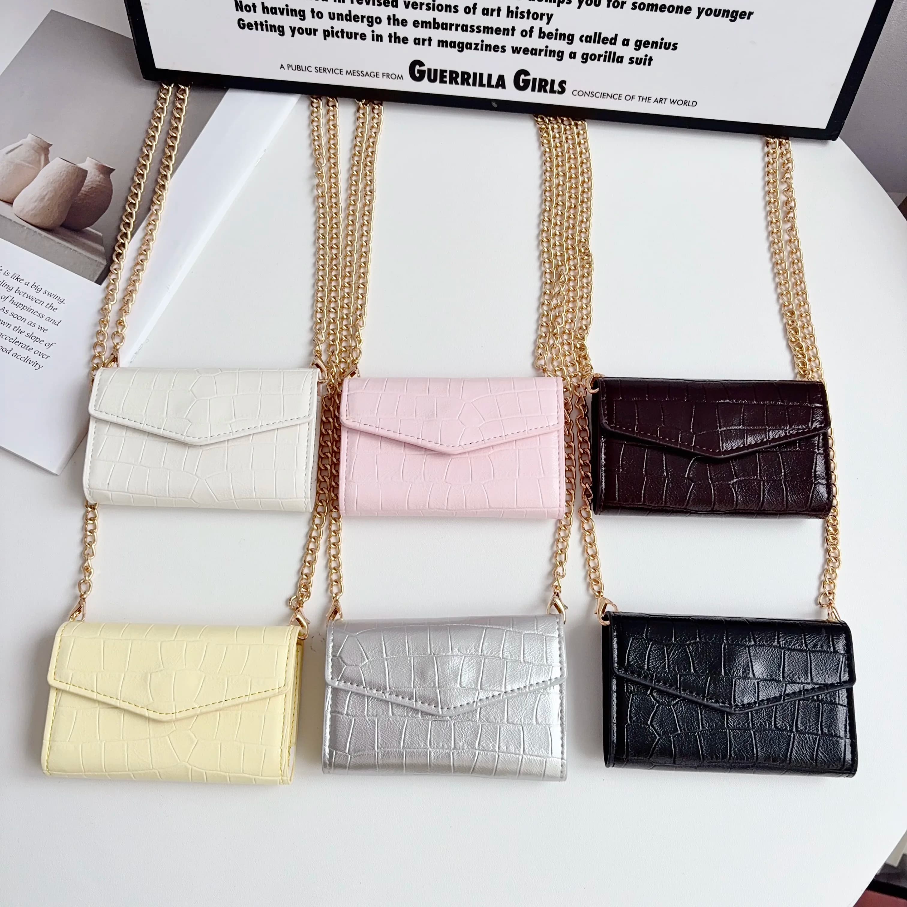 Crocodile Mini Crossbody Bag PU Leather Chain Shoulder Bag Women Flap Handbag Phone Coin Purse Multi Color Casual Sling Bag