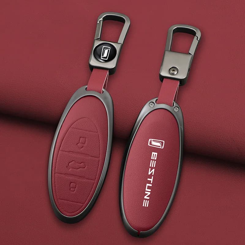 Zinc Alloy Leather Full Car Key Fob Cover Case For 2021 FAW Bestune T77 T77pro New B70 T55 T33 T99 Protector Shell Accessories