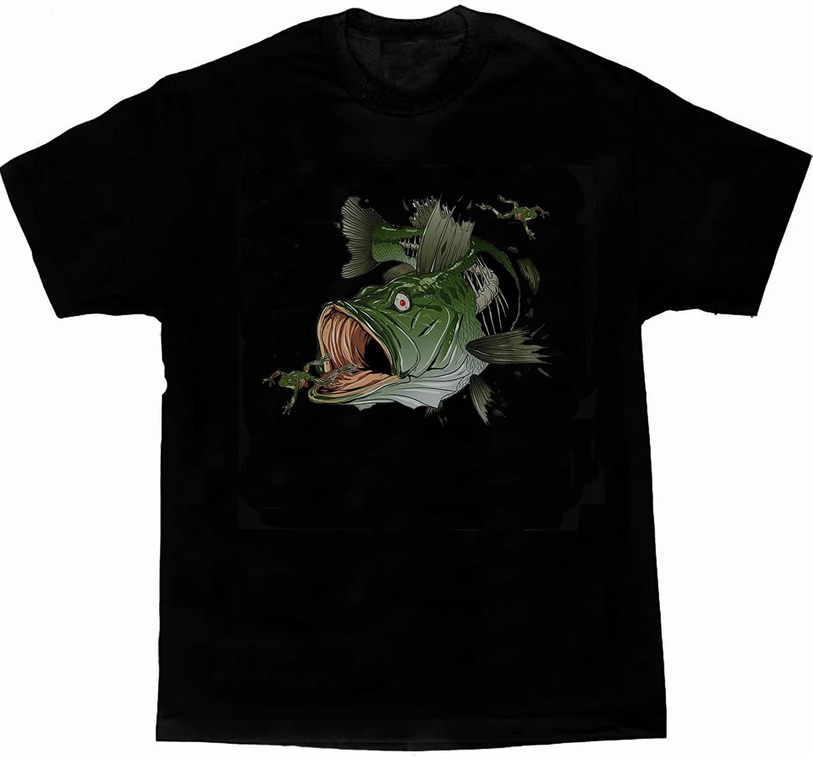 Unique Skull Largemouth Bass Fisherman Fishing Angler Gift T-Shirt. Summer Cotton O-Neck Short Sleeve Mens T Shirt New S-3XL