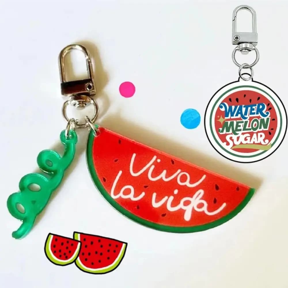 Acrylic Shining Watermelon Keychain Simulation Viva La Vida Acrylic Watermelon Pendant Creative Cosplay Bag