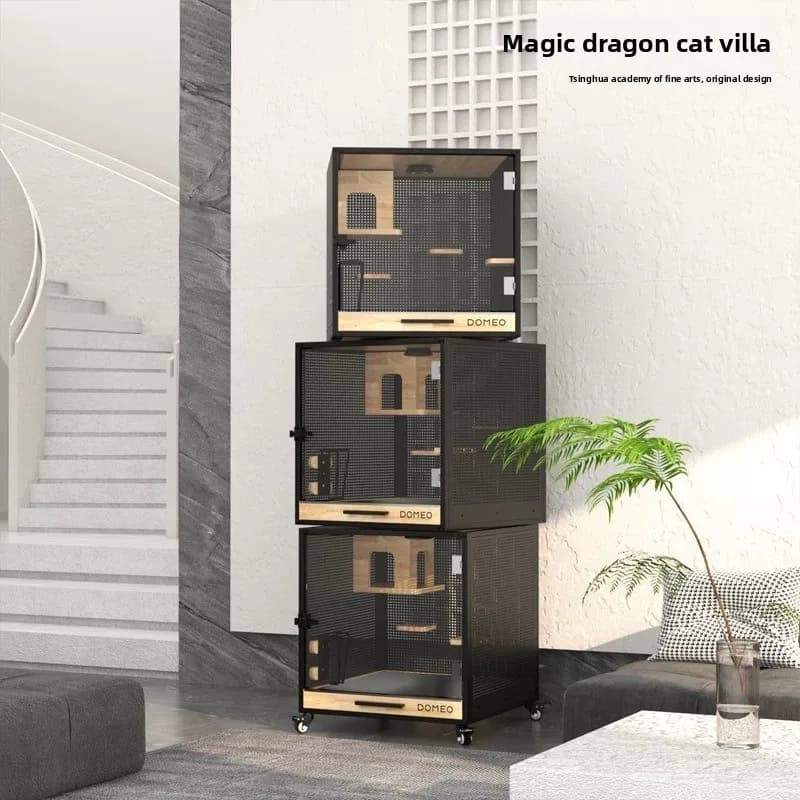 Chinchilla multi-layer transparent cage cabinet, honey bag glider chinchilla hamster solid wood combination villa cabinet cage