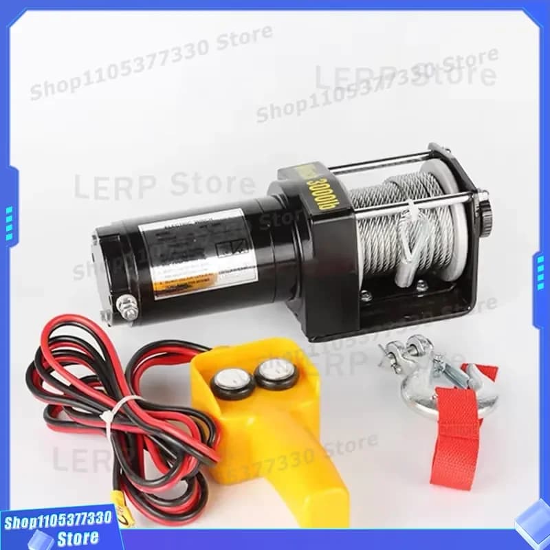 12V 24V Electric Winch Stainless Steel Rope 1 Ton Lifting Capacity 5m Wire 50m Controller Cable for Crane Remote Control High
