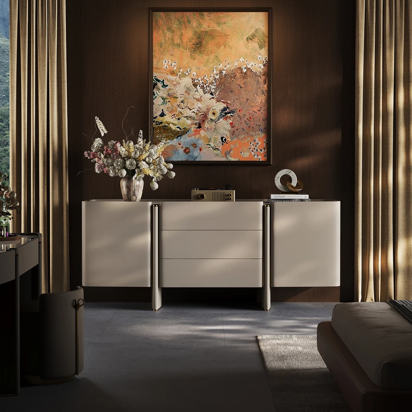 XL Luxury Living Room Marble Storage Cabinet Wall-Mounted Storage Cabinet Bedroom Chest of Drawers