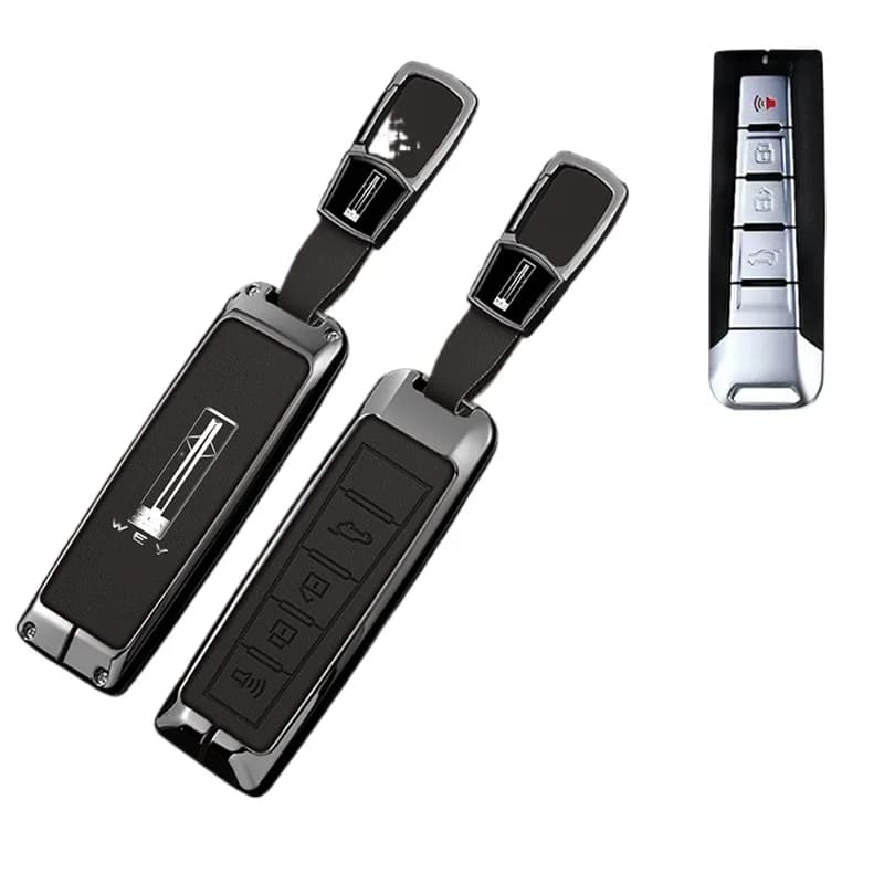 Zinc Alloy Key Fob Cover for WEY VV5/VV6/Mocha/VV7/WEY Gaoshan 8, Heavy Duty Metal Protective KeyCase Shell with Keychain