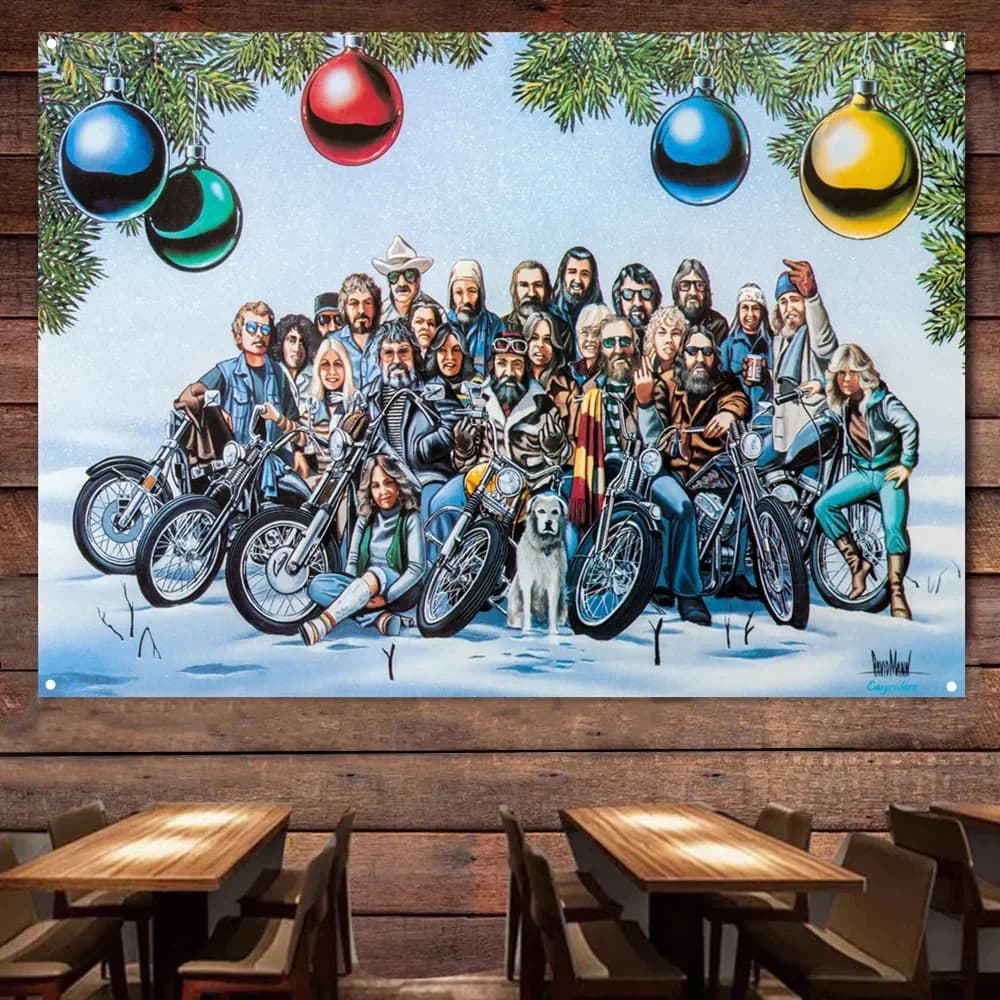 Motorcycle Team Flag Mural Vintage Wall Decor Poster Car Painting For Garage Man Cave Bar Club Pub The Best Gift for Cyclists