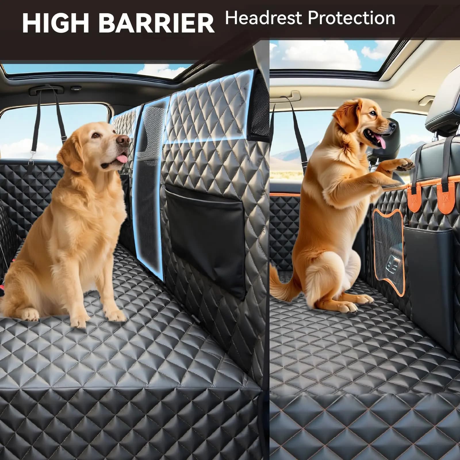 Upgraded increased Car Pet Mat, Hollow Hard - board Design, Rear-row Isolation Net Mat,Dirt-proof, Waterproof and Easy to Clean