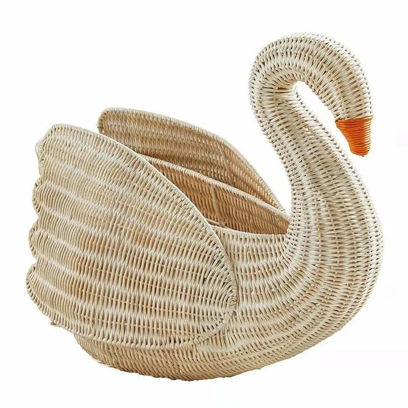 Handwoven Rattan Storage Basket, Creative Animal Shape, Desktop Decor Organizer for Snacks & Toys