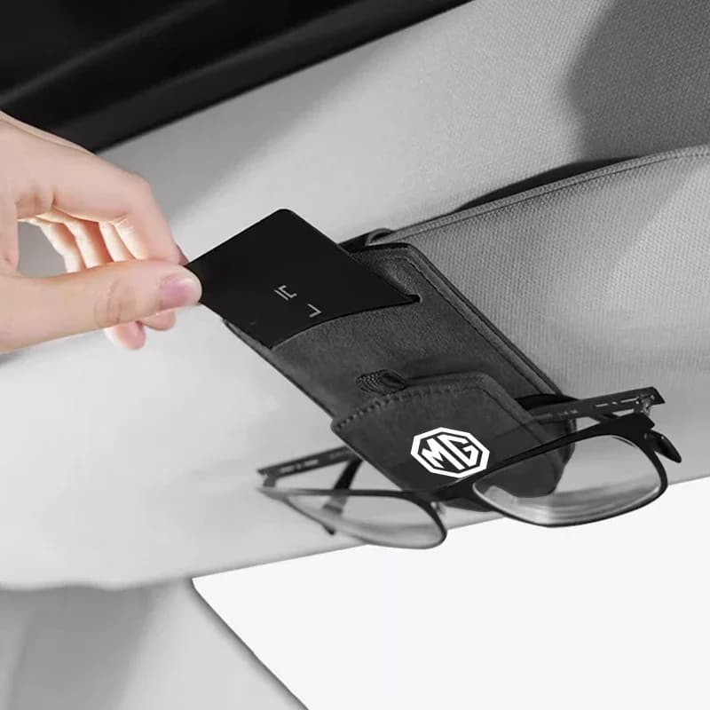 Magnetic Leather Auto Sunvisor Glasses Clip Storage Organizer Ticket Card Hanger For MG/HS/MG4/EV/ZS/ES5/ONE/MG5/MG6/MG7/Cyberst