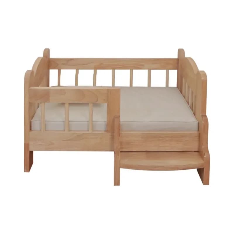 Pastoral pet solid wood rubber wood small bed removable canvas mattress four seasons moisture-proof small and medium