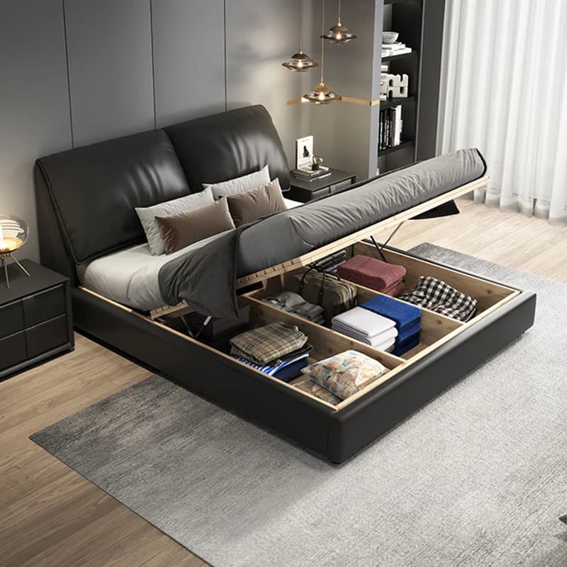 Couples Australia Double Bed Black European Soft Storage Japanese Double Bed Wooden Luxury Adults Letto Matrimoniale Furniture