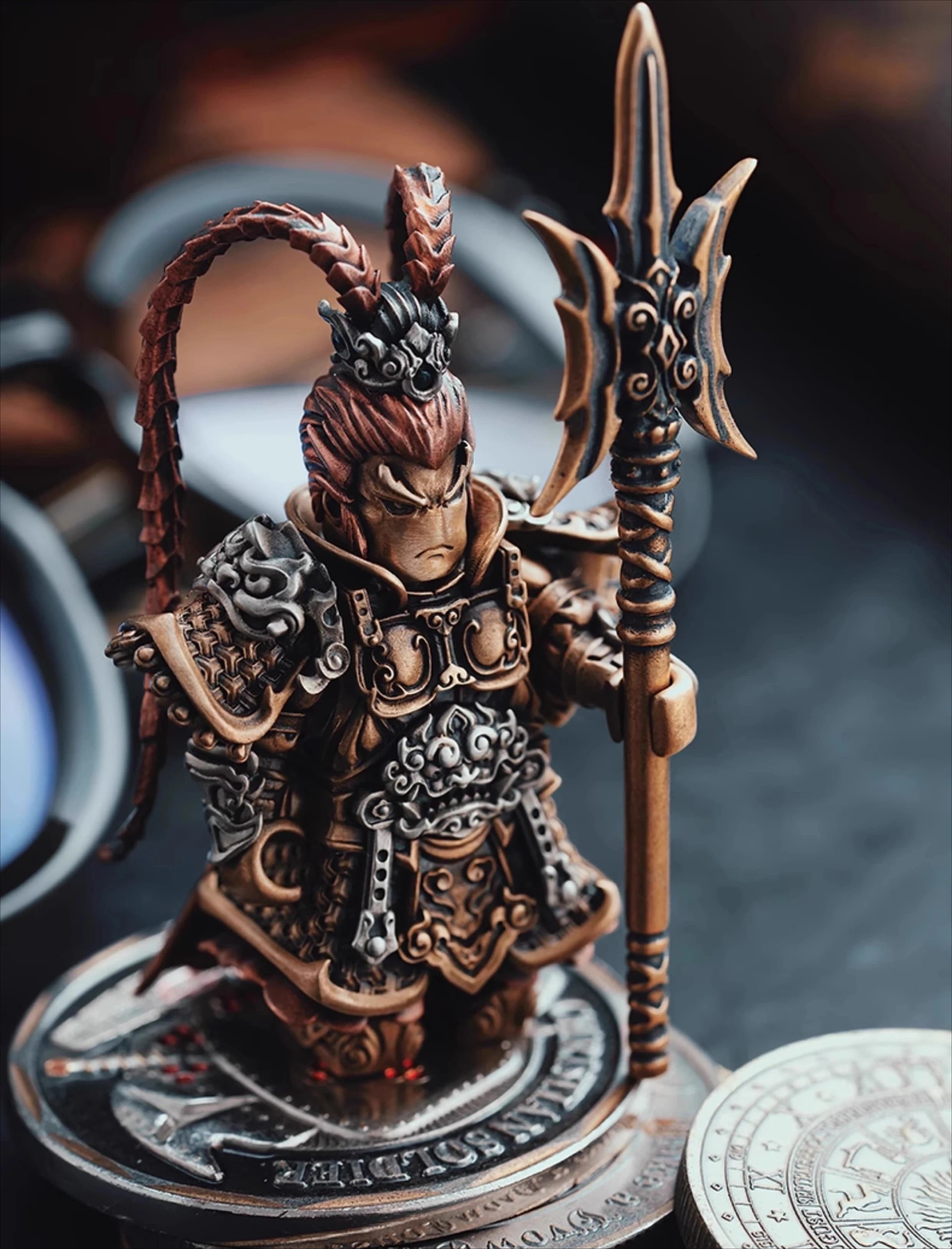 Creative Desktop Copper Handle Piece Trendy Metal Figurine Three Kingdoms Character Figurine Cultural Decoration Ornament