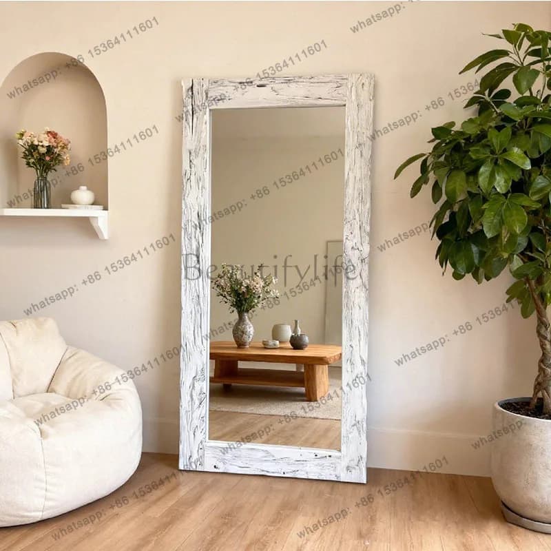 Wooden Square Mirror Aesthetic Standing Living Room Compact Big Floor Long Funky Mirror Modern Luxury Espelho Home Decorations