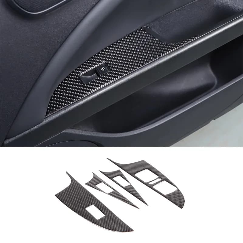 4pcs Real Carbon Fiber (Soft) For 2008 2009 2010 2011 2012 Seat Leon Left-peptide  Center console handbrake base panel sticker