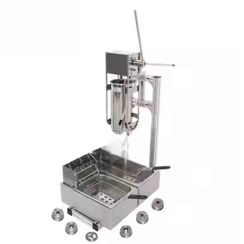Electric fritters making deep-fried dough with a deep fryer extruding Latin fruit donut machine