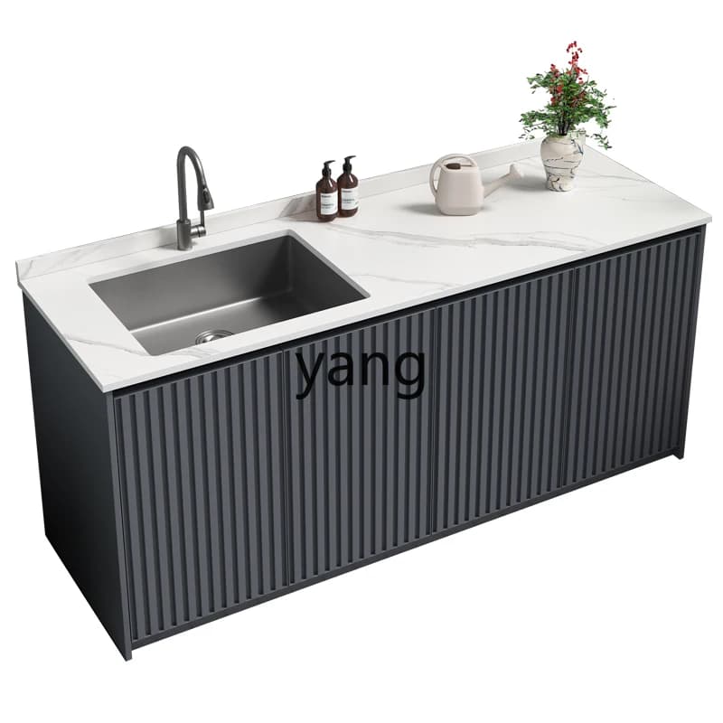 LHM Rock Slab Balcony Washing Machine Cabinet Combination Stainless Steel Sink Outdoor Waterproof Wash Basin