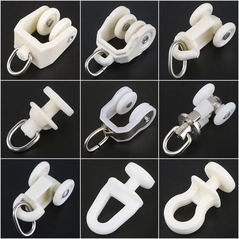 Alloy Plastic Curtain Wheel Rail Straight Curved Track Rollers Hanging Curtains Hook Ring Slider Decorative Hardware Accessories